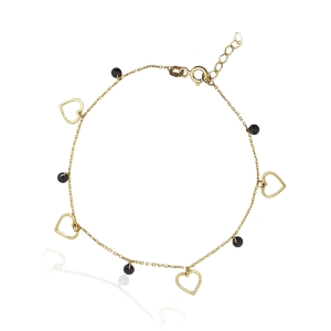 Złota bransoletka z czarnymi kamieniami 585