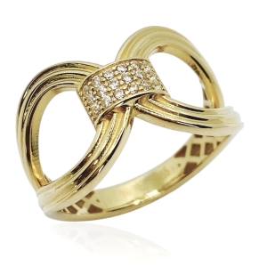 Złoty pierścionek z cyrkoniami infinity próba 585