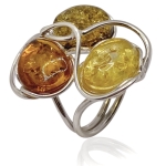 Srebrny pierścionek z bursztynem naturalnym próba 925