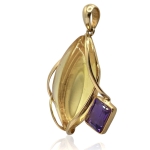 Srebrna pozłacana zawieszka z bursztynem i ametystem