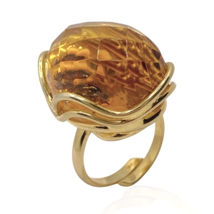 Srebrny pozłacany pierścionek z bursztynem naturalnym 