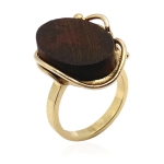 Srebrny pozłacany pierścionek z bursztynem naturalnym  