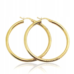 Złote kolczyki koła nacinane próba 585 