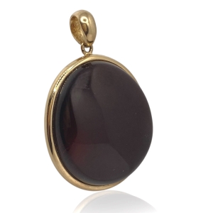 Srebrna pozłacana zawieszka z bursztynem próba 925