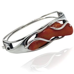 Srebrna bransoletka z koralem próba 925 