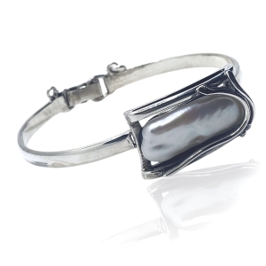 Srebrna bransoletka z masą perłową próba 925