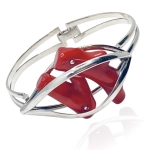 Srebrna bransoletka z koralem próba 925  