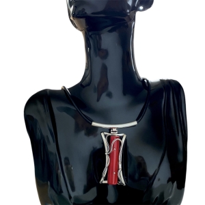 Srebrny naszyjnik z koralem bambusowy próba 925