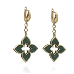 Złote kolczyki z malachitem próba 585  