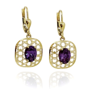 Złote kolczyki z cyrkoniami próba 585   