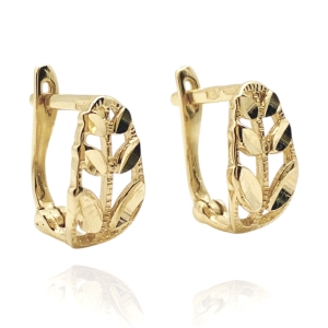 Złote kolczyki listki próba 585  