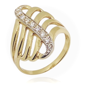 Złoty pierścionek z cyrkoniami 585 