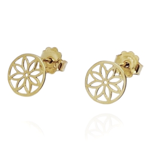 Złote kolczyki kwiatki próba 585