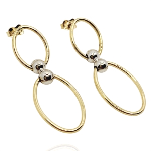 Złote kolczyki wiszące owalne 14k