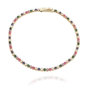 Złota bransoletka tenisowa z cyrkoniami 585