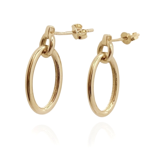 Złote kolczyki koła, próba 585. zapinane na sztyft.