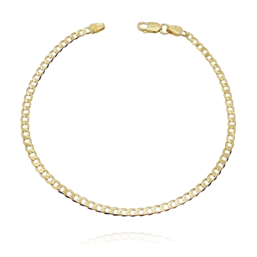 Złota bransoletka pancerka, damska, próba 585. Długość 19 cm.