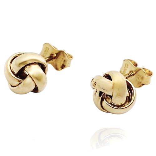 Złote kolczyki kulki kręcone, na sztyfcie, 585.