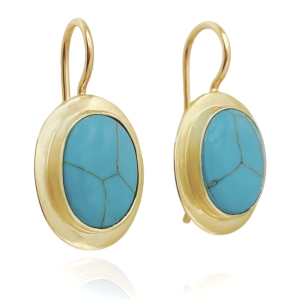 Złote kolczyki z turkusem próba 585 