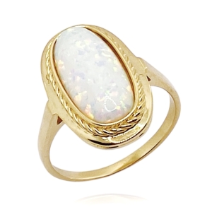 Złoty pierścionek z opalem próba 585   