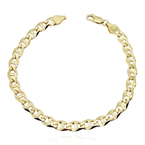 Złota bransoletka o splocie mariner/gucci, próba 585. długość 21 cm.