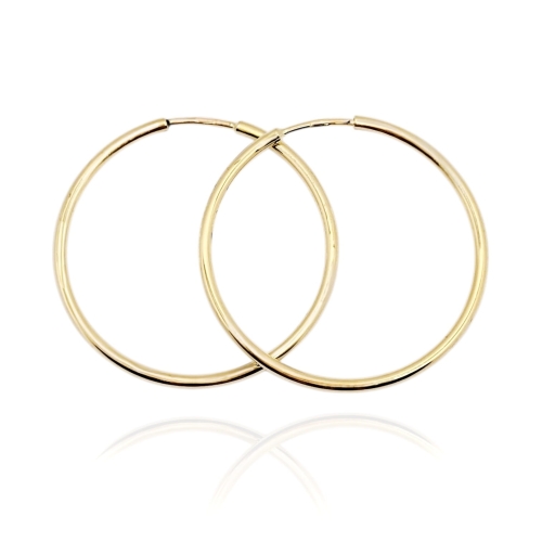 Złote kolczyki koła, klasyczne, próba 585.