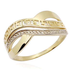 Złoty pierścionek z cyrkoniami 585 