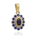 Złota zawieszka z szafirowymi cyrkoniami, próba 585.