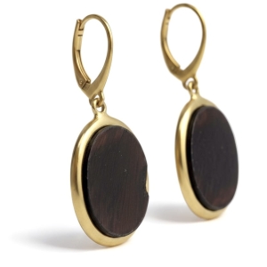 Srebrne pozłacane kolczyki z bursztynem 925