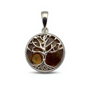 Srebrna zawieszka z bursztynem 925 