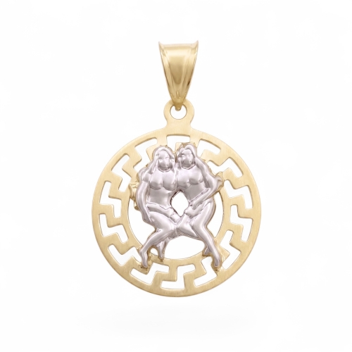 Złota dwukolorowa zawieszka ze znakiem zodiaku Bliźnięta.JPG