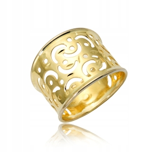 Złoty szeroki pierścionek próba 585