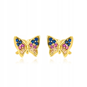 Złote kolczyki motylki próba 585