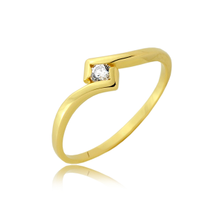 Złoty pierścionek z cyrkonią próba 585