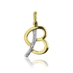 Złoty literka B pisana próba 585 