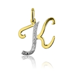 Złoty literka K pisana próba 585 