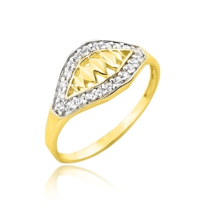 Złoty pierścionek z cyrkoniami próba 585