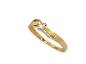 Złoty pierścionek z cyrkonią próba 585 