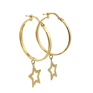 Złote kolczyki koła z gwiazdką próba 585 