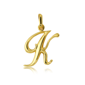 Złoty literka K pisana próba 585  