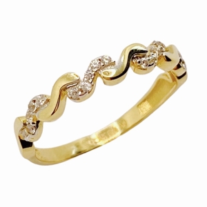 Złoty pierścionek z cyrkoniami próba 585 