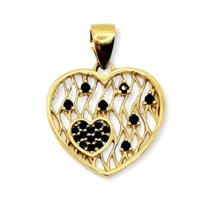 Złota zawieszka serce z  cyrkoniami próba 585 