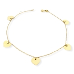 Złota bransoletka z sercami próba 585