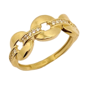 Złoty pierścionek z cyrkoniami próba 585 