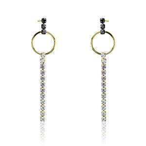 Złote kolczyki wiszące z cyrkoniami próba 585