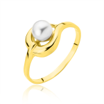 Złoty pierścionek z perłą próba 585  