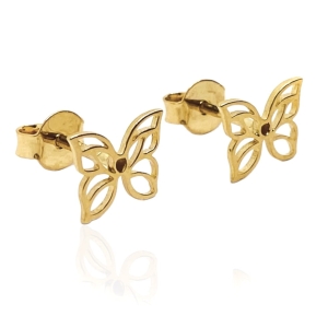 Złote kolczyki motylki próba 585 