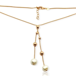 Srebrny pozłacany naszyjnik z perłami pr 925