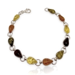 Srebrna bransoletka z bursztynem 925