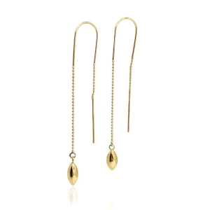 Złote kolczyki wiszące łańcuszkowe próba 585